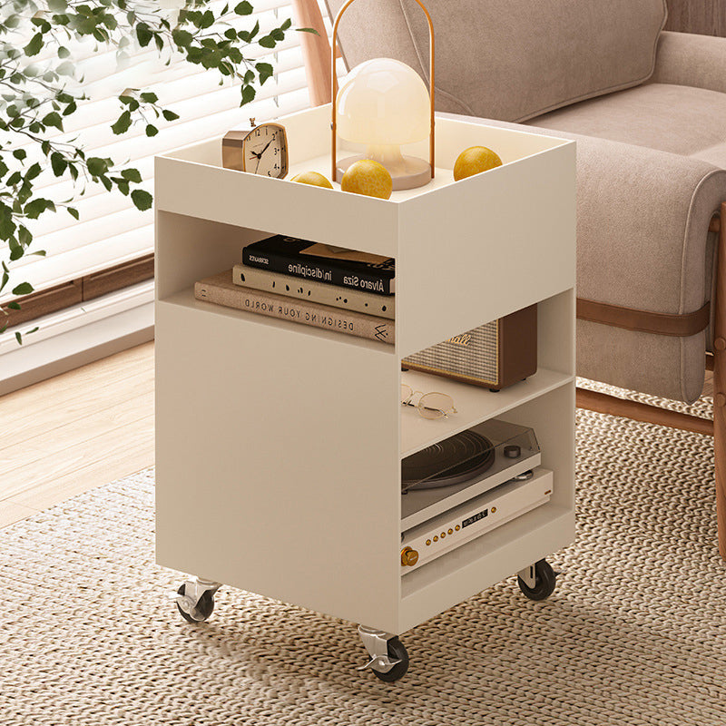 Modern Minimalist Iron Mobile Square End Table 4-Tier For Living Room
