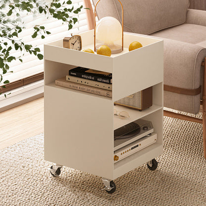 Modern Minimalist Iron Mobile Square End Table 4-Tier For Living Room