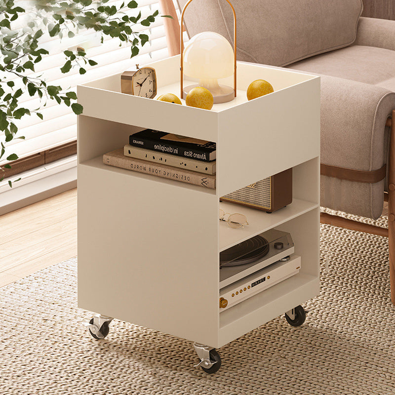 Modern Minimalist Iron Mobile Square End Table 4-Tier For Living Room