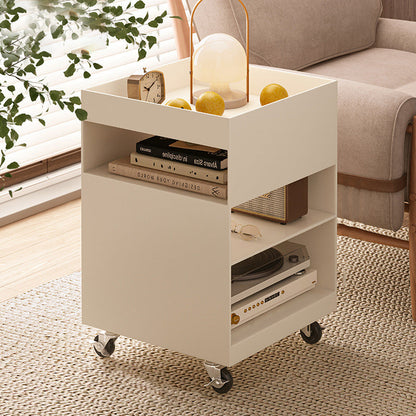 Modern Minimalist Iron Mobile Square End Table 4-Tier For Living Room
