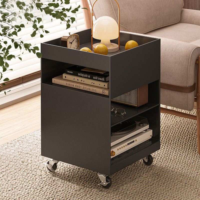 Modern Minimalist Iron Mobile Square End Table 4-Tier For Living Room