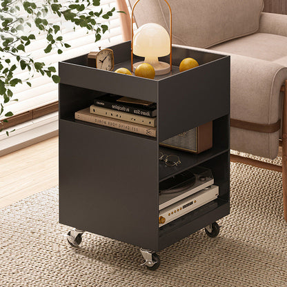 Modern Minimalist Iron Mobile Square End Table 4-Tier For Living Room