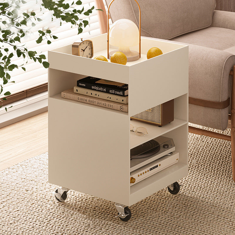 Modern Minimalist Iron Mobile Square End Table 4-Tier For Living Room