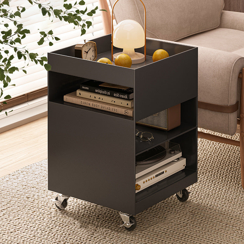 Modern Minimalist Iron Mobile Square End Table 4-Tier For Living Room