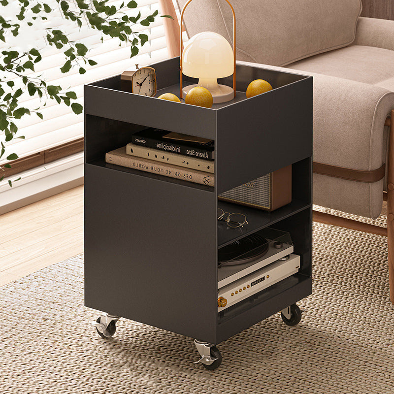 Modern Minimalist Iron Mobile Square End Table 4-Tier For Living Room
