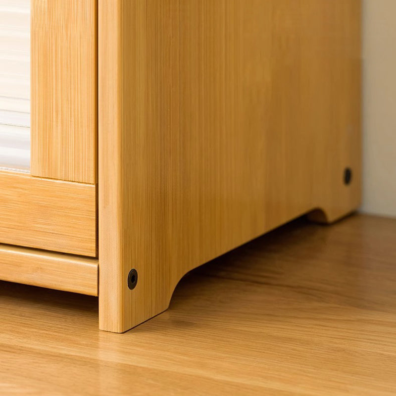 Traditional Chinese Bamboo Acrylic Rectangular Storage Cabinet 1/2/3-Tier For Living Room