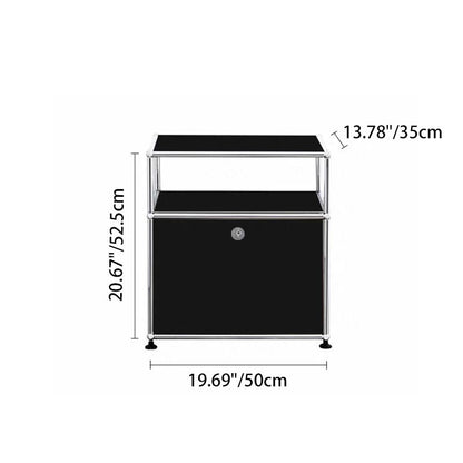 Modern Minimalist Stainless Steel Engineered Wood Square Nightstand With 1 Drawer For Bedroom