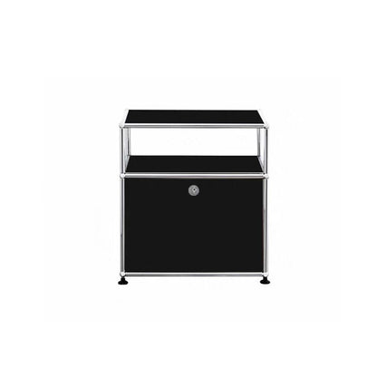 Modern Minimalist Stainless Steel Engineered Wood Square Nightstand With 1 Drawer For Bedroom