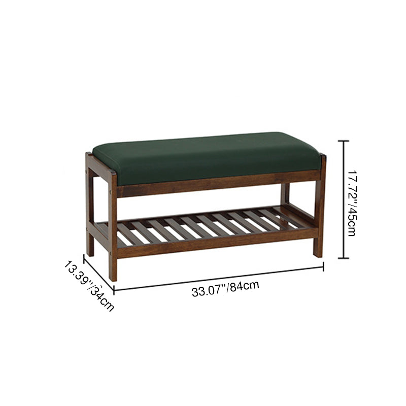 Contemporary Scandinavian Fabric Pine Rectangular Shoe Bench With 1 Shelf For Living Room