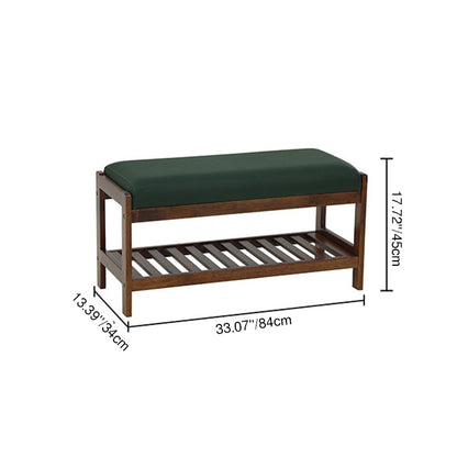 Contemporary Scandinavian Fabric Pine Rectangular Shoe Bench With 1 Shelf For Living Room