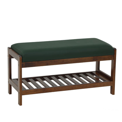 Contemporary Scandinavian Fabric Pine Rectangular Shoe Bench With 1 Shelf For Living Room