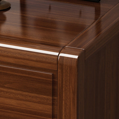 Traditional Chinese Solid Wood Square Nightstand 3-Drawer Bedside Table For Bedroom