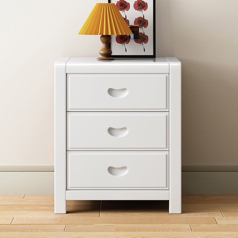 Traditional Chinese Solid Wood Square Nightstand 3-Drawer Bedside Table For Bedroom