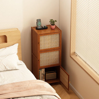 Modern Minimalist Bamboo MDF Acrylic Rattan Rectangular Storage Cabinet 1/2/3-Cabinets For Bedroom