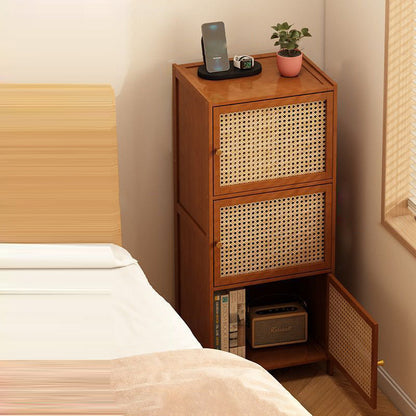 Modern Minimalist Bamboo MDF Acrylic Rattan Rectangular Storage Cabinet 1/2/3-Cabinets For Bedroom