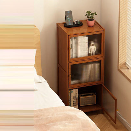Modern Minimalist Bamboo MDF Acrylic Rattan Rectangular Storage Cabinet 1/2/3-Cabinets For Bedroom