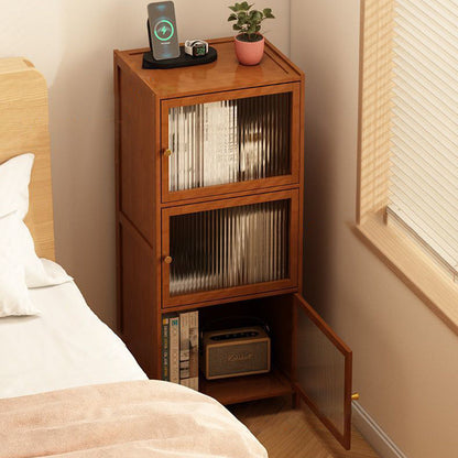 Modern Minimalist Bamboo MDF Acrylic Rattan Rectangular Storage Cabinet 1/2/3-Cabinets For Bedroom