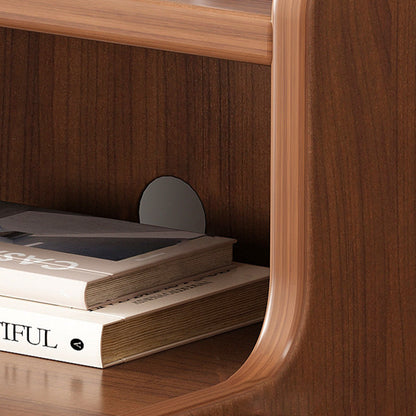Traditional Chinese Medium Density Fiberboard Curved Rectangular Nightstand 2-Drawer For Bedroom