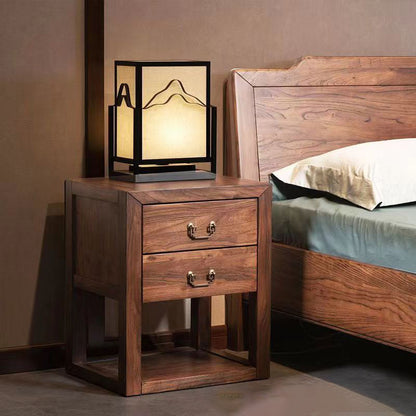Traditional Vintage Solid Hardwood Natural Grain Rectangular Nightstand 2-Drawer For Bedroom