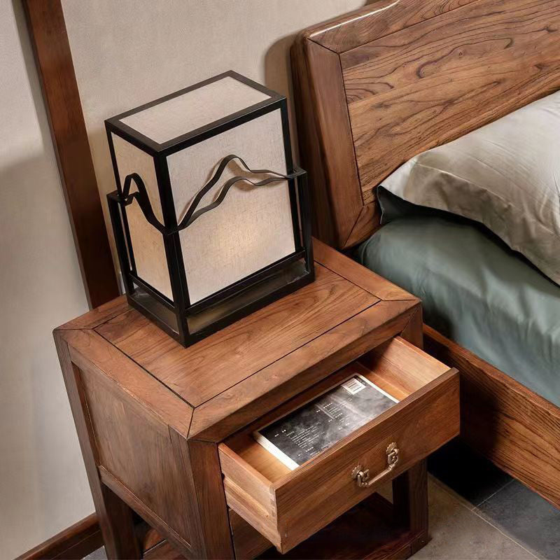 Traditional Vintage Solid Hardwood Natural Grain Rectangular Nightstand 2-Drawer For Bedroom