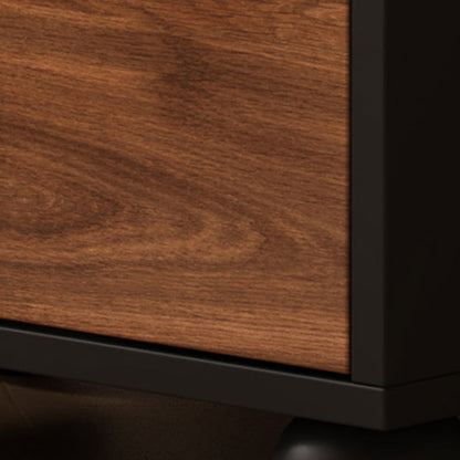 Traditional Chinese Solid Wood Ecological Board Rectangular Ball-Detail Nightstand 2-Drawer For Bedroom