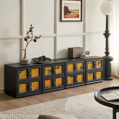 Traditional Chinese Solid Wood Hardware Square Patterned Nightstand With 2 Drawers For Bedroom