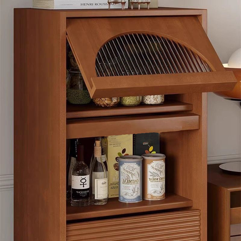 Traditional Chinese Pine Glass Stainless Steel Textured Rectangular Storage Cabinet With 3-Cabinets For Living Room