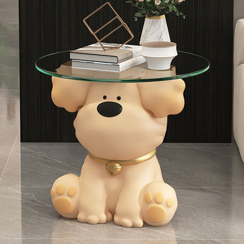 Modern Art Deco Resin Glass Kid Cartoon Cat Dog Bear Side Table 1-Tier For Living Room