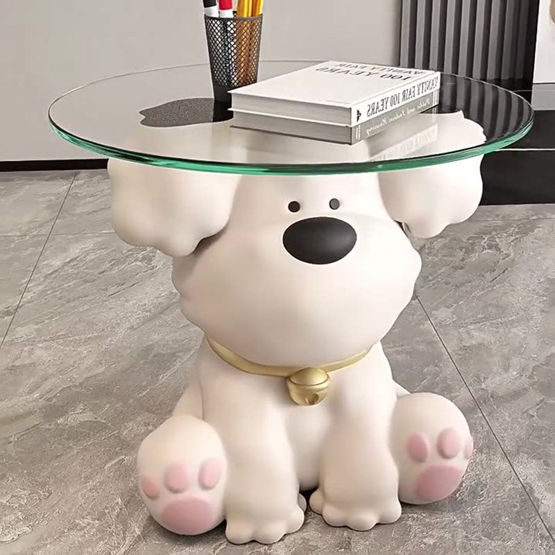 Modern Art Deco Resin Glass Kid Cartoon Cat Dog Bear Side Table 1-Tier For Living Room