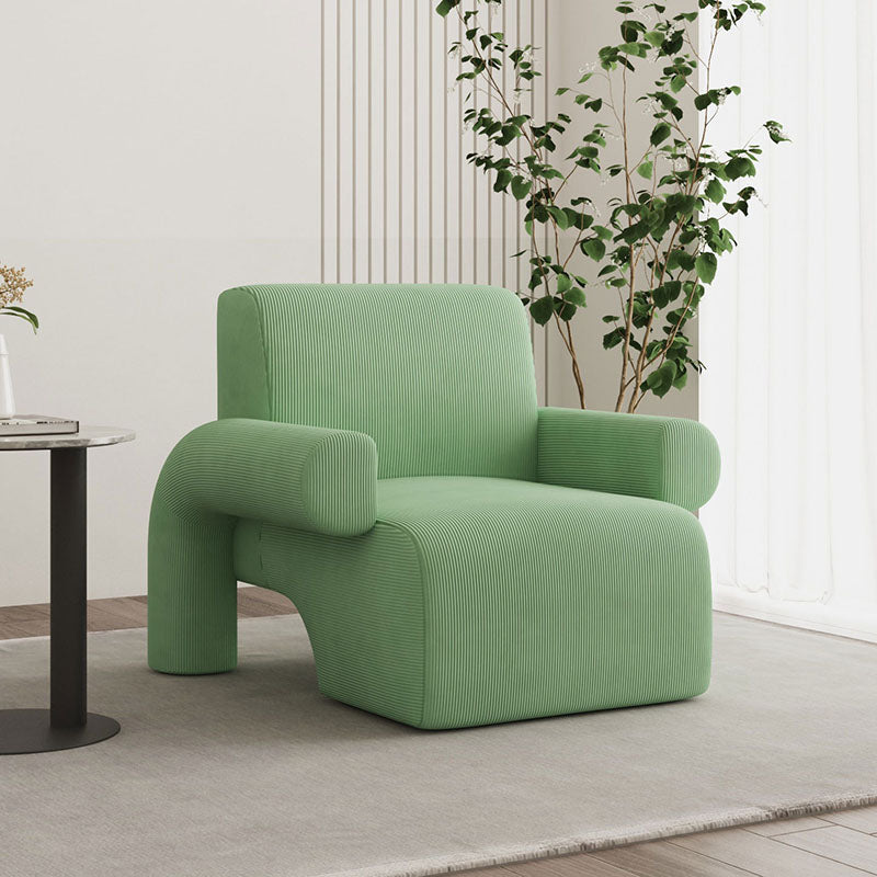 Modern Luxury Corduroy Tech Sherpa Fabric Solid Wood Rounded Square Accent Chair With Backrest Armrests For Living Room