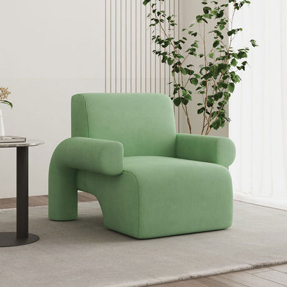 Modern Luxury Corduroy Tech Sherpa Fabric Solid Wood Rounded Square Accent Chair With Backrest Armrests For Living Room