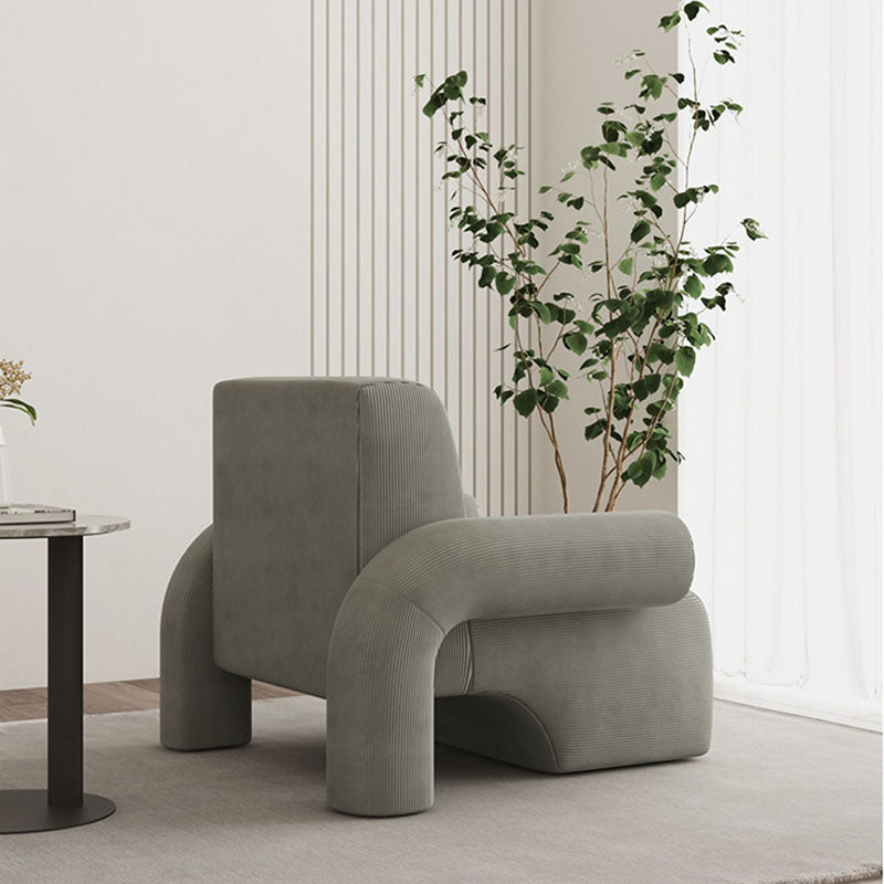 Modern Luxury Corduroy Tech Sherpa Fabric Solid Wood Rounded Square Accent Chair With Backrest Armrests For Living Room