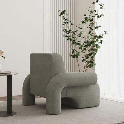 Modern Luxury Corduroy Tech Sherpa Fabric Solid Wood Rounded Square Accent Chair With Backrest Armrests For Living Room