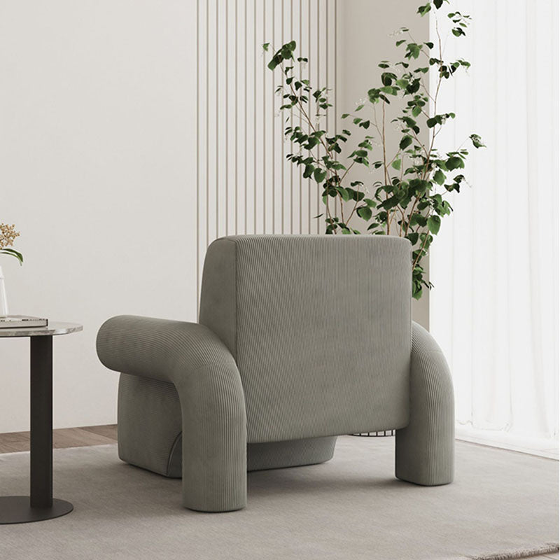 Modern Luxury Corduroy Tech Sherpa Fabric Solid Wood Rounded Square Accent Chair With Backrest Armrests For Living Room