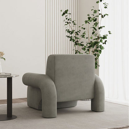 Modern Luxury Corduroy Tech Sherpa Fabric Solid Wood Rounded Square Accent Chair With Backrest Armrests For Living Room