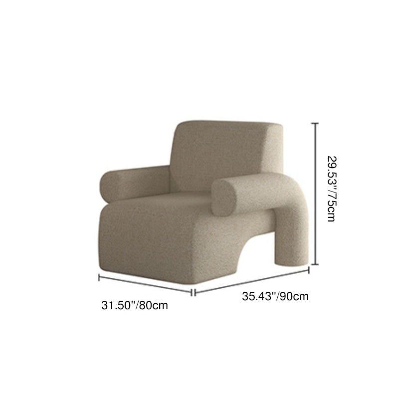 Modern Luxury Corduroy Tech Sherpa Fabric Solid Wood Rounded Square Accent Chair With Backrest Armrests For Living Room