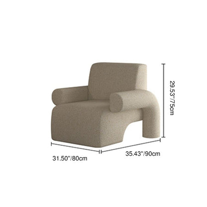 Modern Luxury Corduroy Tech Sherpa Fabric Solid Wood Rounded Square Accent Chair With Backrest Armrests For Living Room
