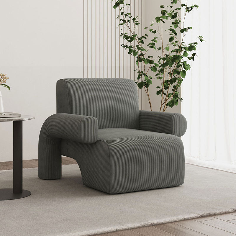 Modern Luxury Corduroy Tech Sherpa Fabric Solid Wood Rounded Square Accent Chair With Backrest Armrests For Living Room