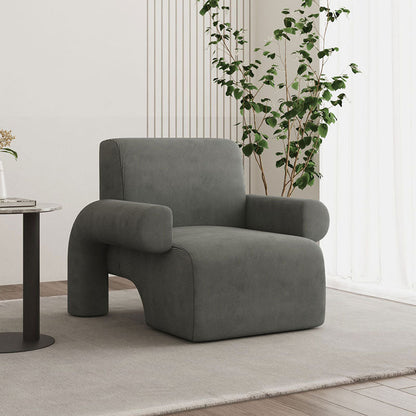 Modern Luxury Corduroy Tech Sherpa Fabric Solid Wood Rounded Square Accent Chair With Backrest Armrests For Living Room