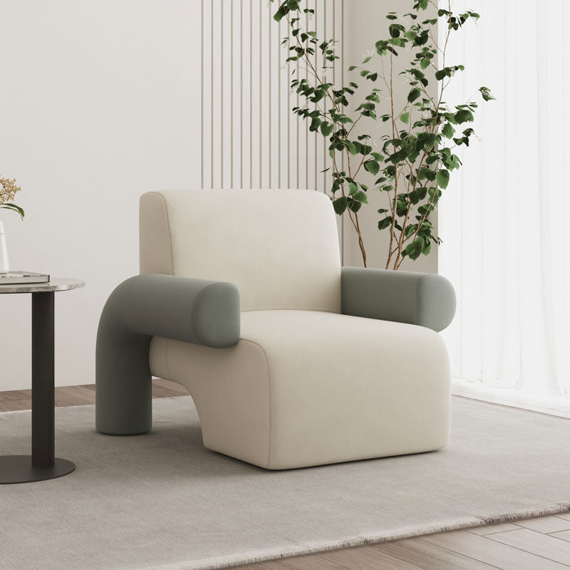 Modern Luxury Corduroy Tech Sherpa Fabric Solid Wood Rounded Square Accent Chair With Backrest Armrests For Living Room