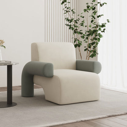 Modern Luxury Corduroy Tech Sherpa Fabric Solid Wood Rounded Square Accent Chair With Backrest Armrests For Living Room