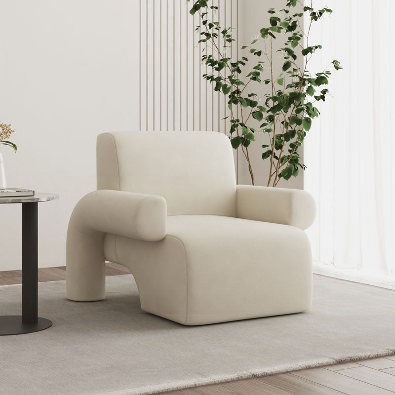 Modern Luxury Corduroy Tech Sherpa Fabric Solid Wood Rounded Square Accent Chair With Backrest Armrests For Living Room