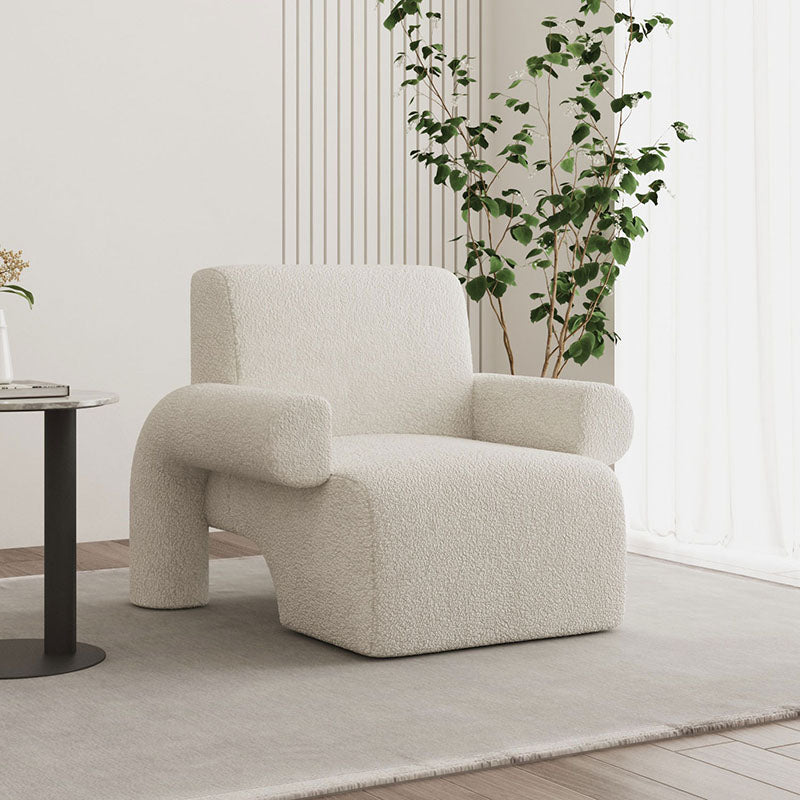 Modern Luxury Corduroy Tech Sherpa Fabric Solid Wood Rounded Square Accent Chair With Backrest Armrests For Living Room