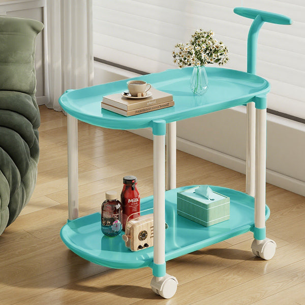 Modern Minimalist Carbon Steel ABS Mobile Oval Side Table With 3-Tier For Living Room