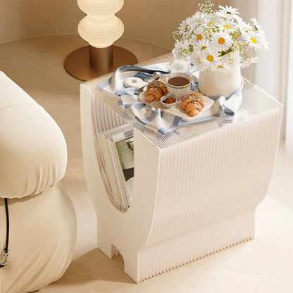 Contemporary Creative Acrylic Kraft Paper Foldable Rounded Y-Shape End Table 1-Tier For Living Room