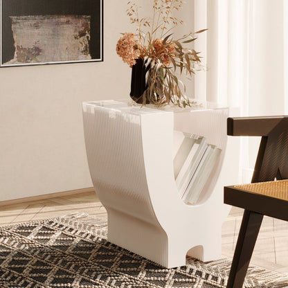 Contemporary Creative Acrylic Kraft Paper Foldable Rounded Y-Shape End Table 1-Tier For Living Room