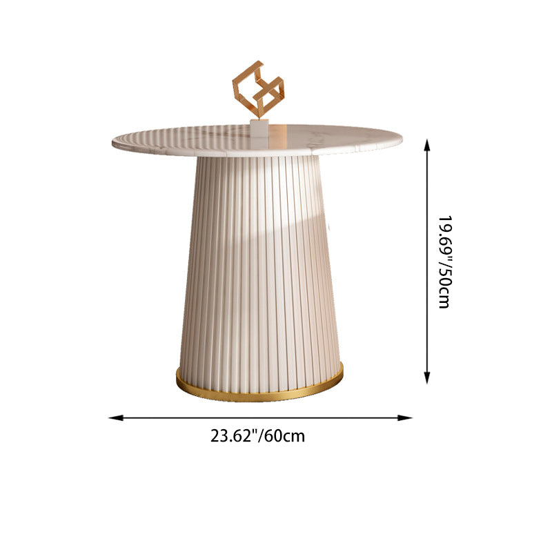 Contemporary Scandinavian Sintered Stone Metal Round Cylindrical Coffee Table 1-Tier For Living Room