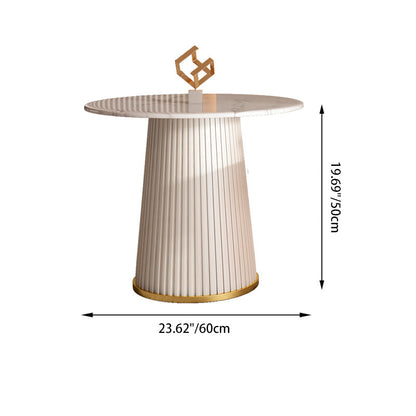 Contemporary Scandinavian Sintered Stone Metal Round Cylindrical Coffee Table 1-Tier For Living Room