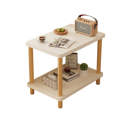 Modern Minimalist MDF Rounded Rectangular Side Table 2-Tier For Living Room