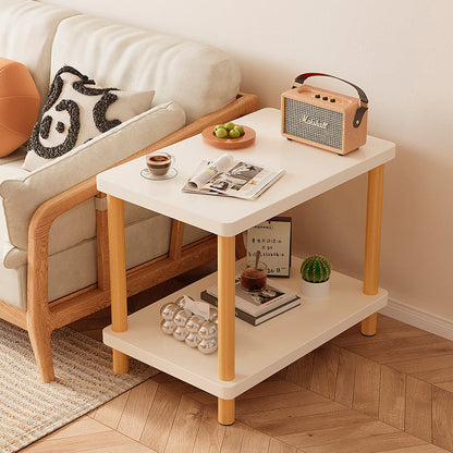 Modern Minimalist MDF Rounded Rectangular Side Table 2-Tier For Living Room